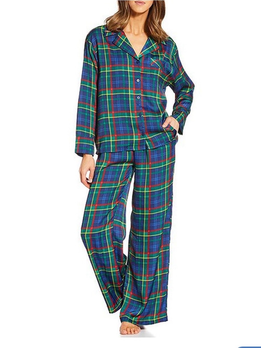 Van Winkle & Co Women’s Plaid Pajama Set Size M Button Front Long Sleeve